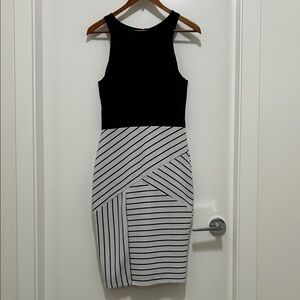 Lulu's Black and White Striped Midi Dress